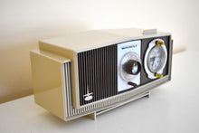 Load image into Gallery viewer, Toffee and Ivory Mid-Century 1963 Motorola Model C4S131 Vacuum Tube AM Clock Radio Rare Color Combo!