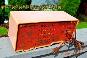 SOLD! - Sept 26, 2016 - PRETTY In Pink Retro Jetsons 1956 Motorola 57CF2 Tube AM Clock Radio Works! - [product_type} - Motorola - Retro Radio Farm