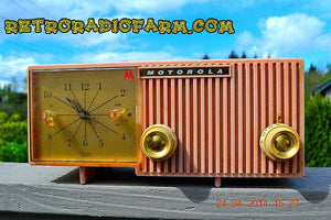 SOLD! - Sept 26, 2016 - PRETTY In Pink Retro Jetsons 1956 Motorola 57CF2 Tube AM Clock Radio Works!