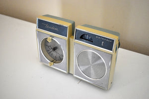 Pastel Blue Mid-Century 1963 Motorola Tandem Model CX2B Solid State AM Clock Radio Detachable Portable Radio!