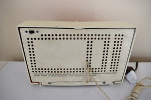 Coral and White Chevron Retro Jetsons Vintage 1957 Philco H836-124 AM Vacuum Tube Radio Excellent Condition Dual Speaker Sound!