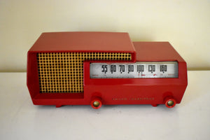 Mid Century Split Level Dream Red 1953 Philco Transitone Model 53-563 AM Vacuum Tube Radio Mint Condition!