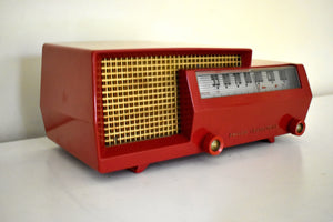 ミッドセンチュリー スプリットレベル ドリームレッド 1953 Philco Transitone Model 53-563 AM 真空管ラジオ 美品！