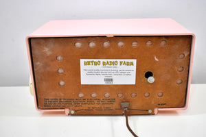 Pretty in Pink 1950s Philco AM Vacuum Tube Clock Radio Rare Never Before Seen Lighted Tuning Knob!