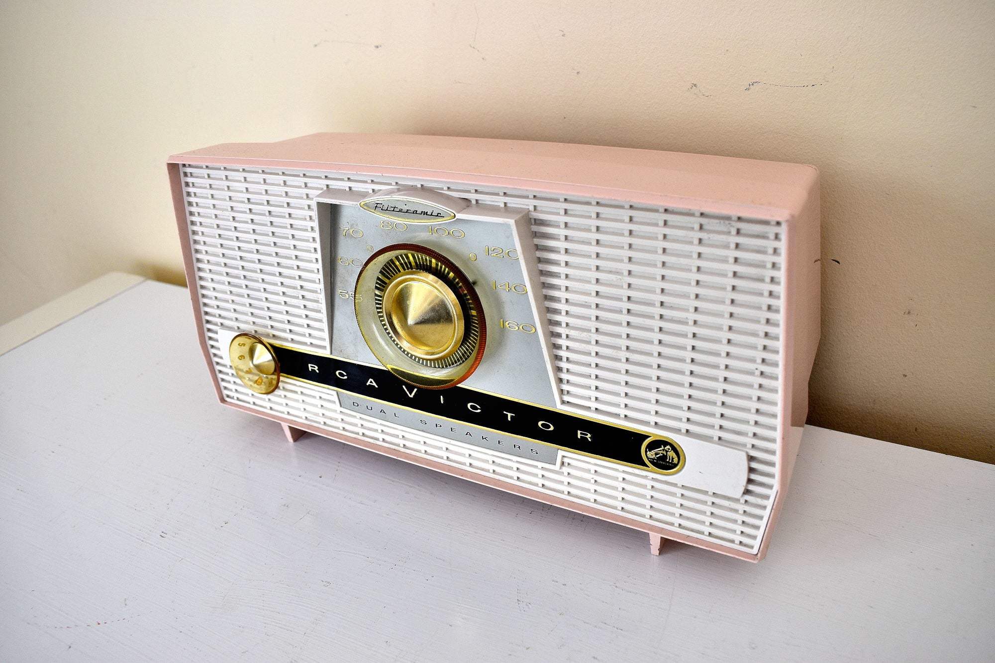 Bluetooth Ready To Go - Pink and White 1957 RCA Model X-4HE Vacuum