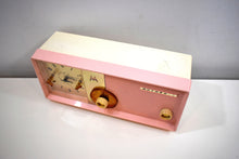 Load image into Gallery viewer, Sassy Pink 1957 Motorola Model 5C24PW Vacuum Tube AM Clock Radio Rare Color Sounds Wonderful!