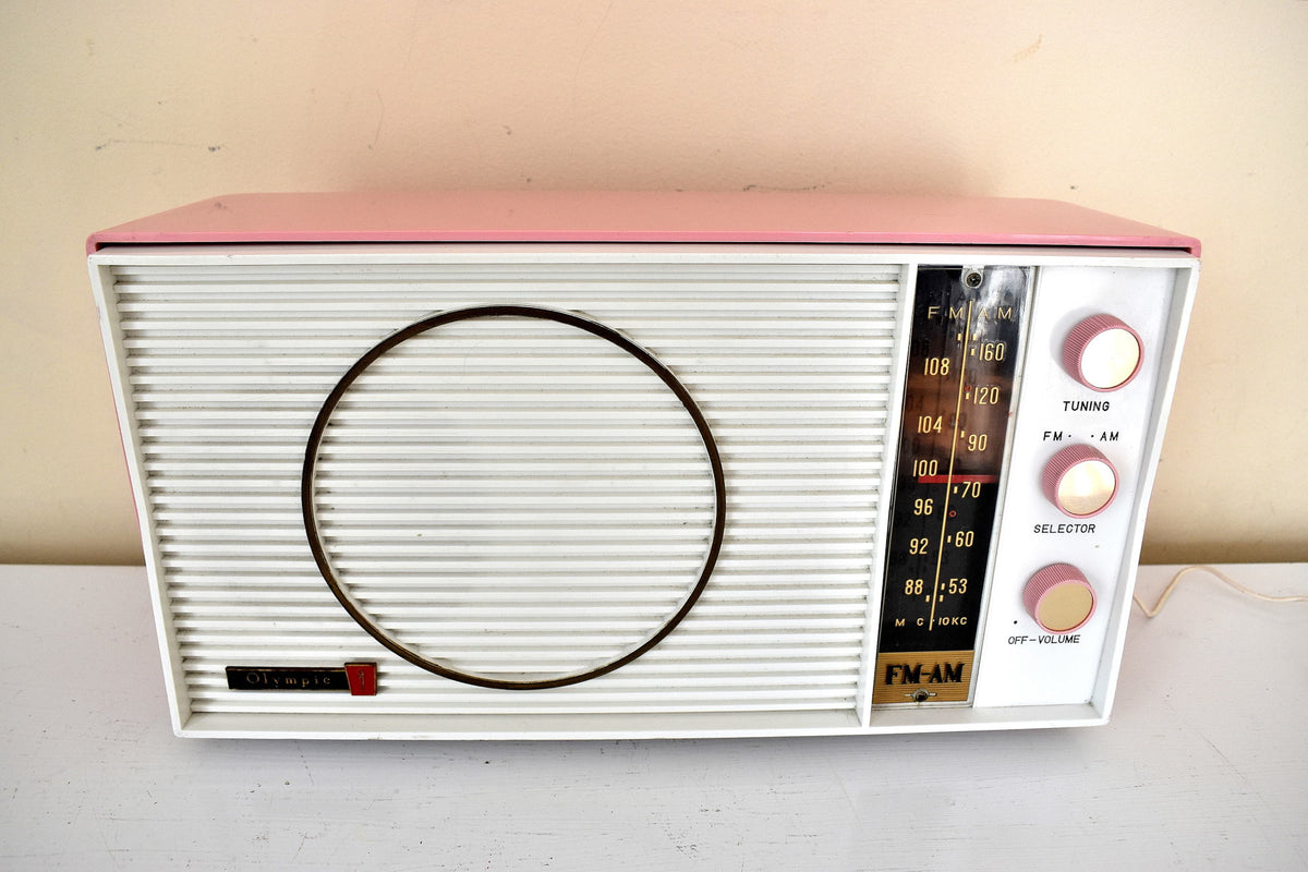 Savoy Pink 1963 Olympic Model AM/FM Vacuum Tube Radio Sounds Great Exc ...