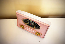 Load image into Gallery viewer, Carnation Pink and White 1962 RCA Victor Model 1-C-2FE AM Vacuum Tube Alarm Clock Radio Immaculate Condition! Sounds Great!