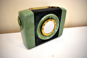 Marble Green 1953 Arvin Playmate Model 650P Portable AM Vacuum Tube Radio Rare Color!