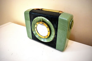 Marble Green 1953 Arvin Playmate Model 650P Portable AM Vacuum Tube Radio Rare Color!