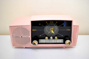 Bluetooth Ready To Go - Princess Pink Mid Century 1959 General Electric Model 913D Vacuum Tube AM Clock Radio