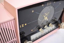 Load image into Gallery viewer, Bluetooth Ready To Go - Princess Pink Mid Century 1959 General Electric Model 913D Vacuum Tube AM Clock Radio