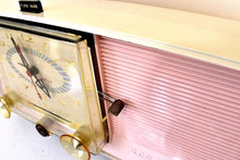 Load image into Gallery viewer, Powder Pink and White 1957 RCA Model C-4PE Vacuum Tube AM Radio Works Great! Excellent Shape!