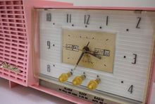 Load image into Gallery viewer, Biarritz Pink 1957-1958 Silvertone Model 8027 Vacuum Tube AM Clock Radio Creme De La Creme!