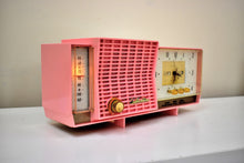 Load image into Gallery viewer, Biarritz Pink 1957-1958 Silvertone Model 8027 Vacuum Tube AM Clock Radio Creme De La Creme!