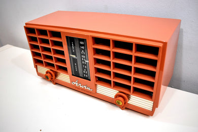 Pumpkin Spice 1956-1957 Arvin Model 3561 Vacuum Tube Radio Dual Speaker Sounds Great!