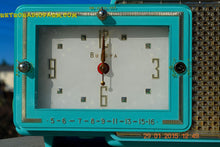 Load image into Gallery viewer, SOLD! - Feb 20, 2015 - BRIGHT SEAFOAM GREEN Retro Jetsons 1957 Bulova Model 120 Tube AM Clock Radio WORKS! - [product_type} - Bulova - Retro Radio Farm