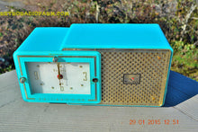 Load image into Gallery viewer, SOLD! - Feb 20, 2015 - BRIGHT SEAFOAM GREEN Retro Jetsons 1957 Bulova Model 120 Tube AM Clock Radio WORKS! - [product_type} - Bulova - Retro Radio Farm