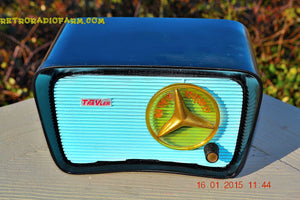 SOLD! - Jan 23, 2015 - SO JETSONS LOOKING Retro Vintage AQUA and BLACK Travler T-204 AM Tube Radio WORKS! - [product_type} - Travler - Retro Radio Farm