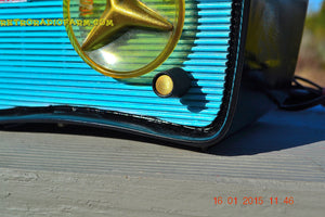 SOLD! - Jan 23, 2015 - SO JETSONS LOOKING Retro Vintage AQUA and BLACK Travler T-204 AM Tube Radio WORKS! - [product_type} - Travler - Retro Radio Farm