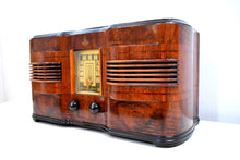 Load image into Gallery viewer, Highly Figured Burl Wood 1940 Emerson Model 376 Vacuum Tube AM Radio Refinished and Restored Top To Bottom!