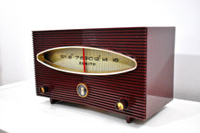 Load image into Gallery viewer, Burgundy Maroon 1956 Zenith A615F AM Vacuum Tube Radio Sputnik Period Headturner!