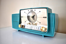 Load image into Gallery viewer, Seafoam Green Mid Century 1959 General Electric Model 914D Vacuum Tube AM Clock Radio Popular Model Sounds Terrific! Rare Sought After Color!