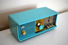 Load image into Gallery viewer, Aqua Turquoise Mid Century 1957 Motorola Model 57CC Tube AM Clock Radio Sounds Great! Looks Great!