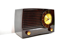 Load image into Gallery viewer, Classic Brown Bakelite Mid Century 1953 Westinghouse Model H382T5 AM Vacuum Tube Radio Sounds Like A Champ!