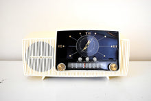 Load image into Gallery viewer, Cream White 1957 General Electric Model 912D Vacuum Tube AM Clock Radio Excellent Condition Sounds Killer!