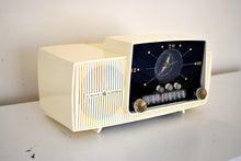 Load image into Gallery viewer, Cream White 1957 General Electric Model 912D Vacuum Tube AM Clock Radio Excellent Condition Sounds Killer!