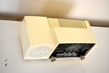 Load image into Gallery viewer, Cream White 1957 General Electric Model 912D Vacuum Tube AM Clock Radio Excellent Condition Sounds Killer!