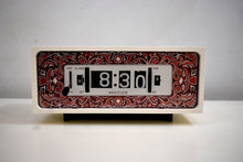 Load image into Gallery viewer, Purple Paisley 1970s Westclox Flip Clock Works Great! Looks Fantastic!