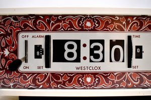 Purple Paisley 1970s Westclox Flip Clock Works Great! Looks Fantastic!