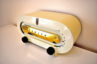 Cream Ivory Bakelite 1951 Zenith Consol-Tone Model H511 Vacuum Tube Radio Looks and Sounds Great! Excellent Condition!