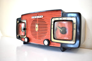 Widow Black and Red 1954 Zenith Model 5L07 AM Vacuum Tube Radio Sounds Great! Looks So Cool!