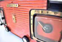 Load image into Gallery viewer, Widow Black and Red 1954 Zenith Model 5L07 AM Vacuum Tube Radio Sounds Great! Looks So Cool!