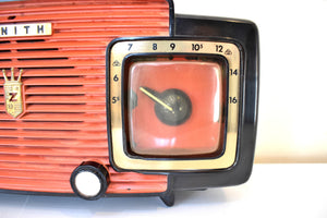 Widow Black and Red 1954 Zenith Model 5L07 AM Vacuum Tube Radio Sounds Great! Looks So Cool!