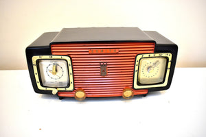 Blood Orange and Black 1955 Zenith Model A515Y AM Vacuum Tube Radio Loud and Clear Sounding and Excellent Condition!