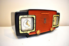 Load image into Gallery viewer, Blood Orange and Black 1955 Zenith Model A515Y AM Vacuum Tube Radio Loud and Clear Sounding and Excellent Condition!