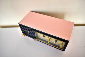 Priscilla Pink and Black Mid Century Vintage 1958 Zenith A519V AM Vacuum Tube Clock Radio Works Great! Rare Model and Colorway!